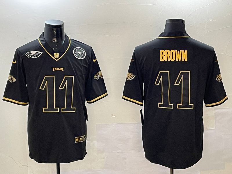 Men Philadelphia Eagles #11 Brown black 2025 Nike NFL jersey style 014
